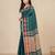 teal ethnic motifs cotton blend handspun soft saree