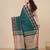 teal ethnic motifs cotton blend handspun soft saree