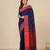 navy blue geometric motifs cotton blend handspun soft saree