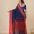 navy blue geometric motifs cotton blend handspun soft saree