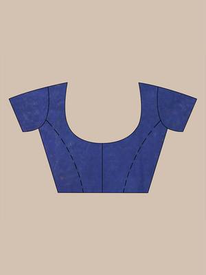 navy blue geometric motifs cotton blend handspun soft saree 5