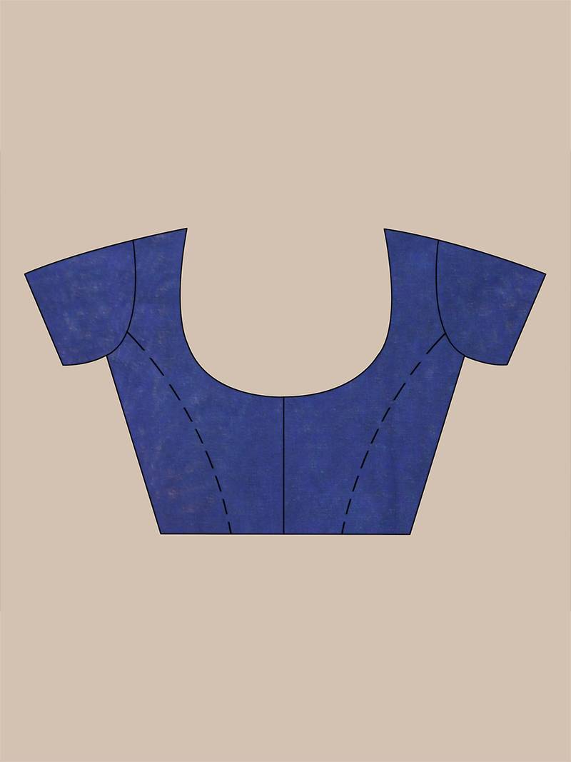 navy blue geometric motifs cotton blend handspun soft saree