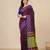 purple geometric motifs cotton blend handspun soft saree