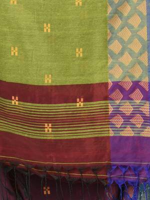 purple geometric motifs cotton blend handspun soft saree 4
