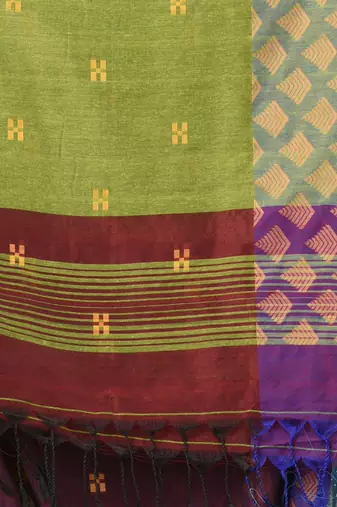 purple geometric motifs cotton blend handspun soft saree