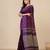 purple geometric motifs cotton blend handspun soft saree