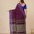 purple geometric motifs cotton blend handspun soft saree