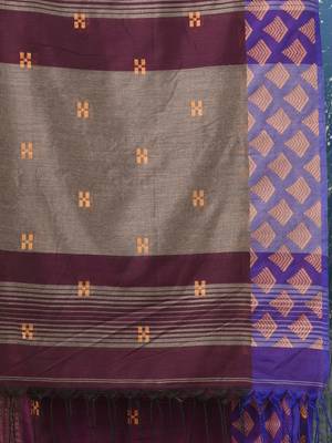 purple geometric motifs cotton blend handspun soft saree 4