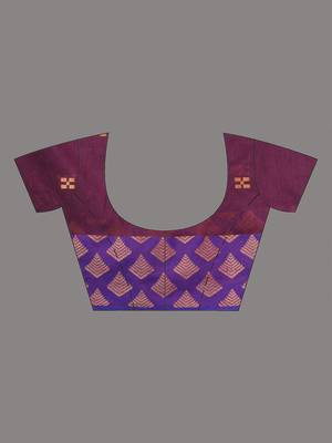 purple geometric motifs cotton blend handspun soft saree 5