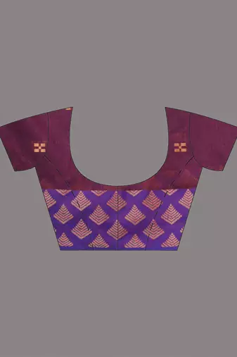 purple geometric motifs cotton blend handspun soft saree