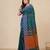 teal geometric motifs cotton blend handspun soft saree