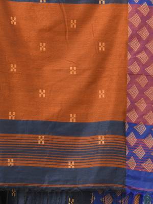 grey geometric motifs cotton blend handspun soft saree 4