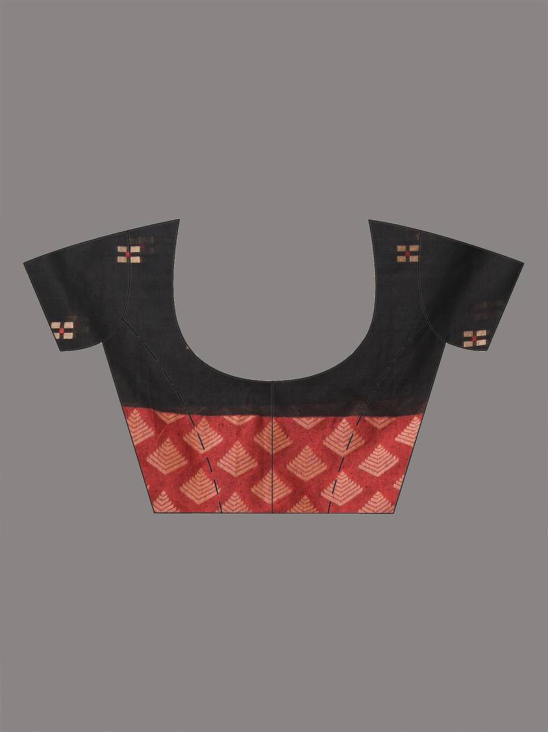 black geometric motifs cotton blend handspun soft saree