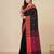 black geometric motifs cotton blend handspun soft saree