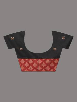 black geometric motifs cotton blend handspun soft saree 5
