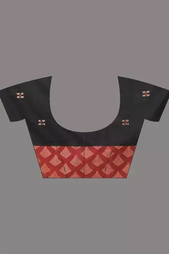 black geometric motifs cotton blend handspun soft saree