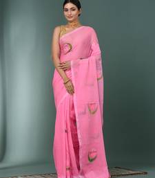 pink printed mulmul soft saree