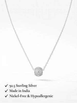   925 Sterling Silver Rhodium Plated Pave CZ Sphere Pendant Necklace Set  for Women 4