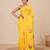 yellow printed mulmul soft saree