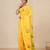 yellow printed mulmul soft saree