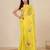 lemon yellow printed mulmul soft saree