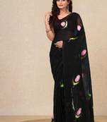 black printed mulmul soft saree
