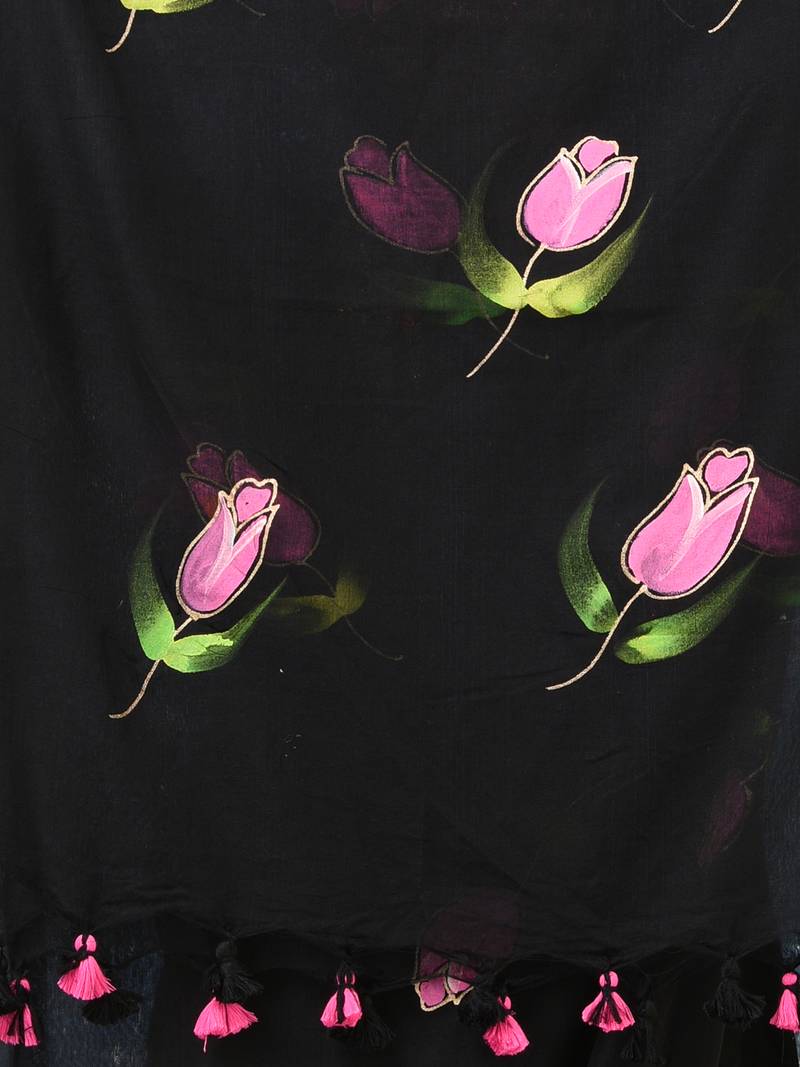 black printed mulmul soft saree