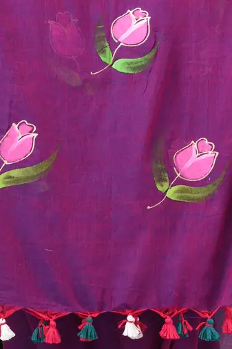 purple printed mulmul soft saree
