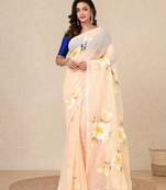 beige printed mulmul soft saree