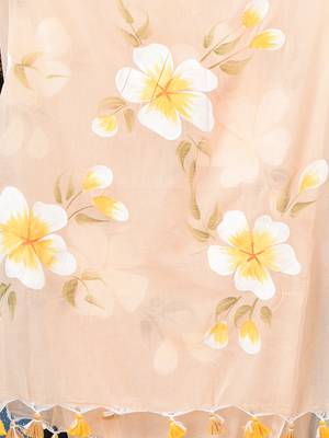 beige printed mulmul soft saree 4