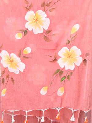 peach printed mulmul soft saree 4