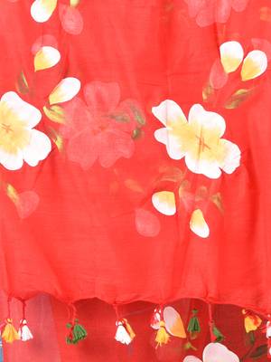 red printed mulmul soft saree 4