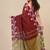 red geometric motifs cotton blend handspun soft saree