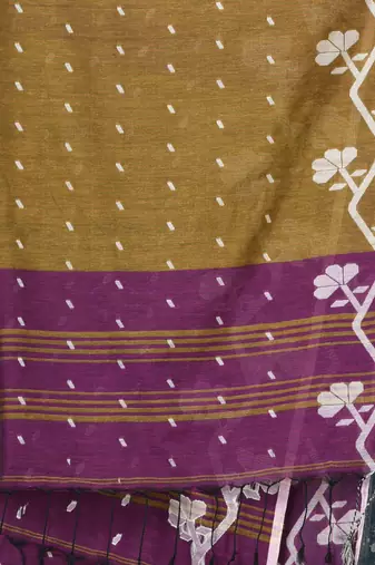 violet geometric motifs cotton blend handspun soft saree