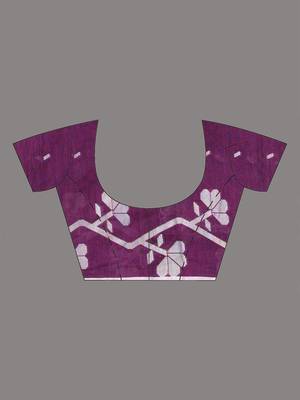 violet geometric motifs cotton blend handspun soft saree 5