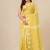 yellow printed cotton blend handspun soft saree
