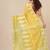 yellow printed cotton blend handspun soft saree