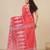 red printed cotton blend handspun soft saree