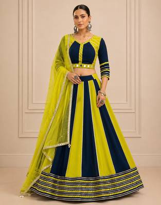 Lemon Cotton Handwork Navratri Lehenga Choli 1
