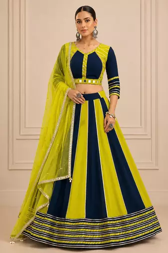 Lemon Cotton Handwork Navratri Lehenga Choli