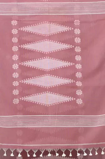 nude pink printed cotton blend handspun soft saree