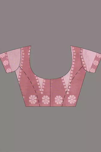 nude pink printed cotton blend handspun soft saree