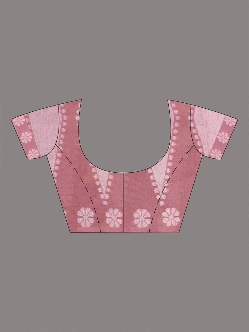 nude pink printed cotton blend handspun soft saree