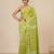 lime green printed cotton blend handspun soft saree