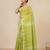 lime green printed cotton blend handspun soft saree
