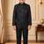 Boys black satin peacock bead work embroidered indo western blazer & trouser set