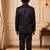 Boys black satin peacock bead work embroidered indo western blazer & trouser set