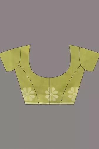 lime green printed cotton blend handspun soft saree
