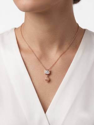 25 Sterling Silver Rose Gold Plated Cute  Cat Kitty Charm CZ Pendant Necklace  Set for Women 1