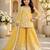 Girls yellow faux georgette with embroidery chain work kurta sharara & dupatta set